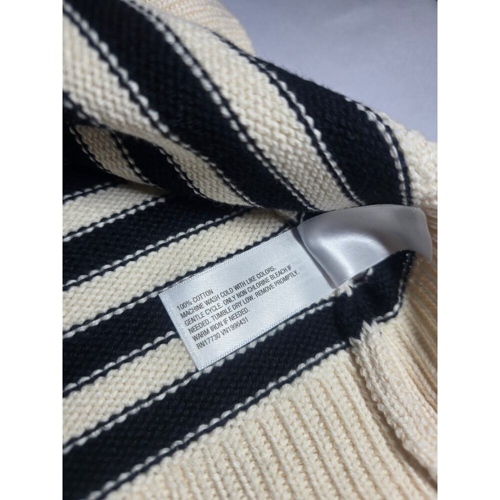 Universal Thread Striped Cotton Cardigan Sweater Black Ivory Button Front - Picture 3 of 3